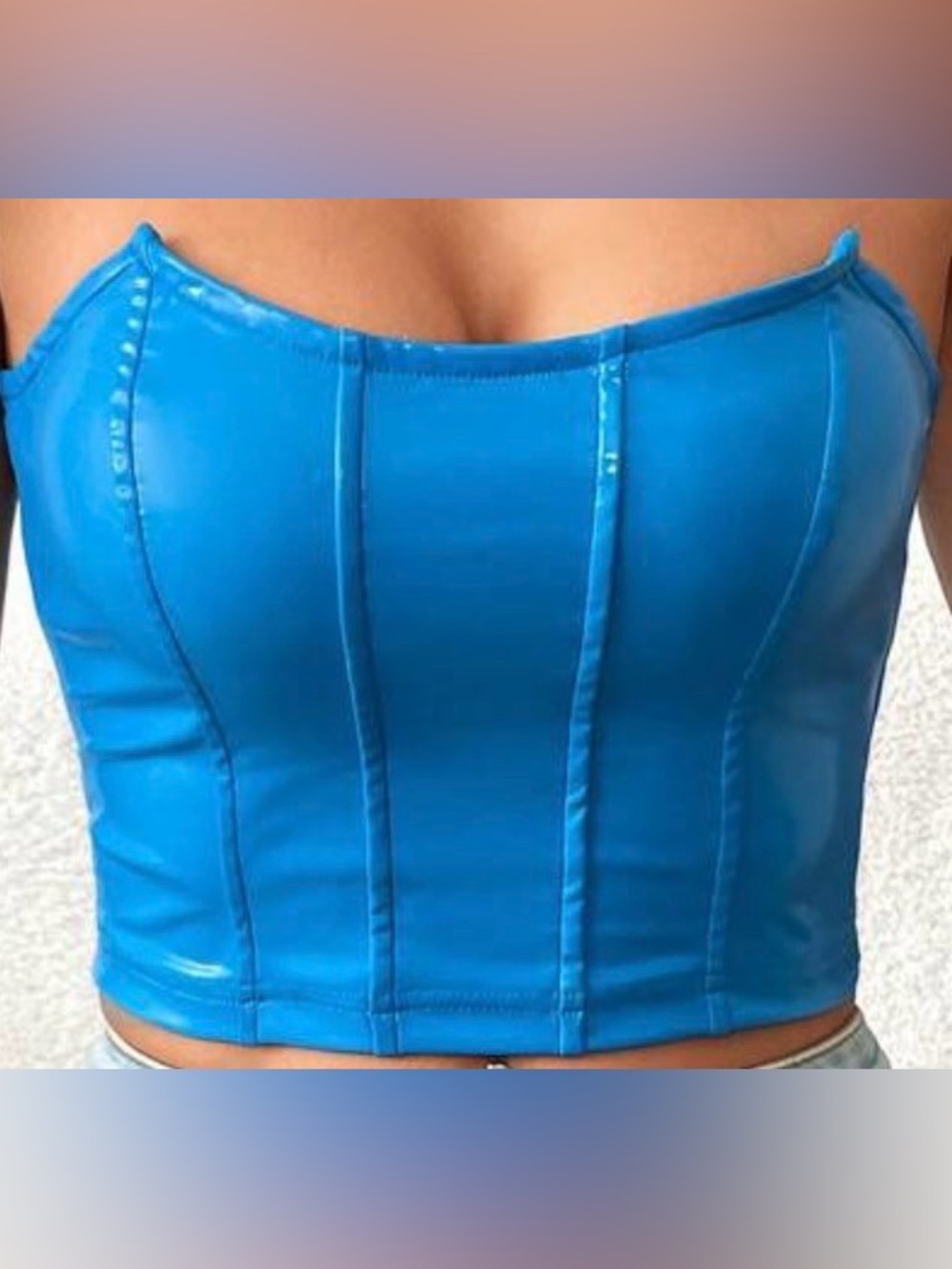 SHEIN Privé Solid PU Leather Crop
Tube Top
